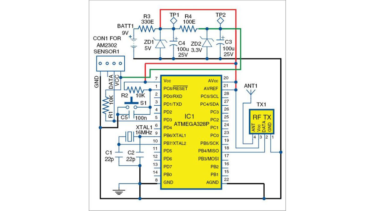 Circuit diagram of the transmitter unit (1)
