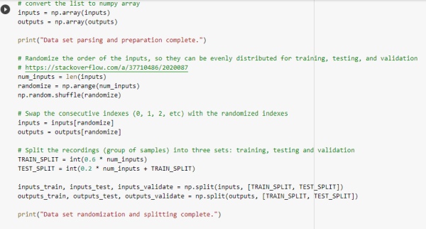 Data set randomization for training was done