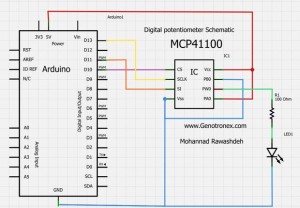 Digital Potentiometer MCP41100 and Arduino 5