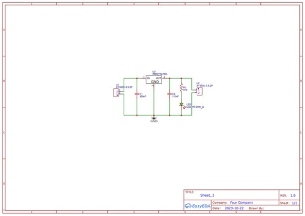 Schematic Diagram of 5V Voltage Regulator Circuit