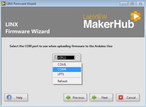 Select COM port for Arduino 