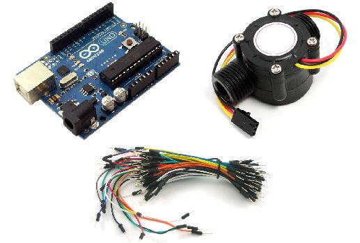 Arduino uno Water flow sensor 3 breadboard cables