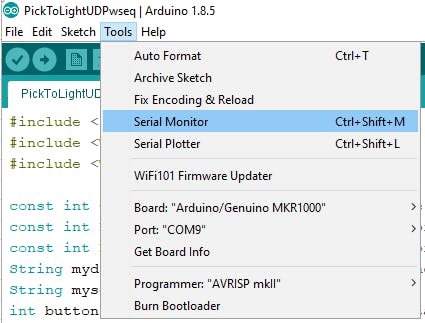 printed messages on the serial monitor.
