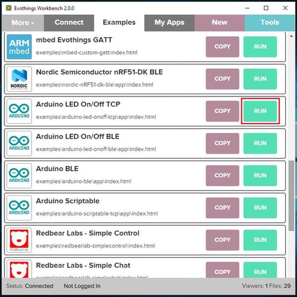 Launch the example (1)