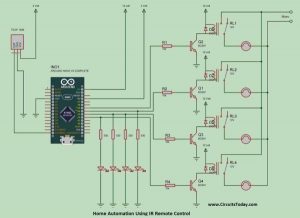 Project Home Automation Using IR Remote Control schematics 